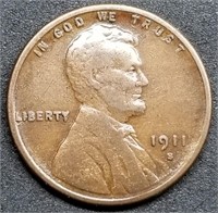 1911-S Lincoln Wheat Cent from Set, Semi-Key Date