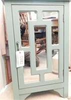 Teal colored contemporary single mirrored door