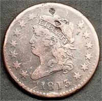 1813 Classic Head Large Cent, XF Details, Rare Coi