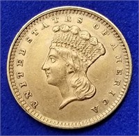 1862 US $1 Gold Dollar Type 3 Princess Head BU