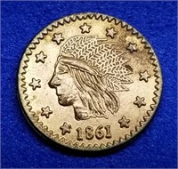 1861 California 1/4 Gold, Possible Novelty Coin