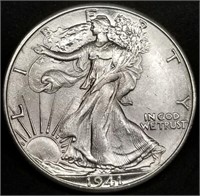 1941-D Walking Liberty Silver Dollar BU Gem
