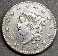 1816 Coronet Head Large Cent, Nice High Grade