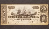1864 Confederate $20 Banknote T-67