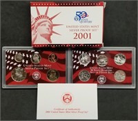 2001 US Mint Silver Proof Set w/Box & COA