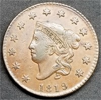 1819 Coronet Head Large Cent, High Grade