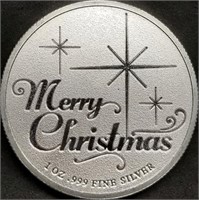 1 Troy Oz .999 Silver Round - Merry Christmas