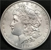 1891-P US Morgan Silver Dollar BU Gem