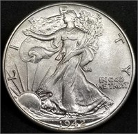 1942-P Walking Liberty Silver Dollar BU Gem