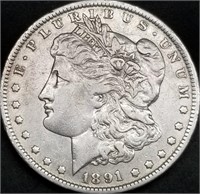 1891-O US Morgan Silver Dollar AU+ from Set