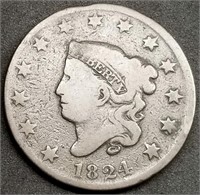 1824 Coronet Head Large Cent, Better Date
