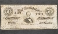 1864 Confederate $50 Banknote T-66 Nice!
