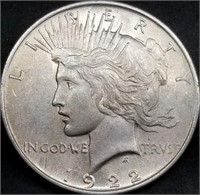 1922 US Peace Silver Dollar BU