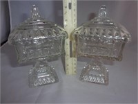 2 VINTAGE JEANETTE CANDY DISHES WITH LIDS