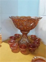Carnival Glass punch bowl set