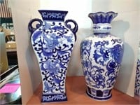 Blue and white Oriental vases