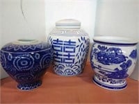 Blue and white Oriental pottery
