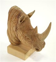 CARVED WOODEN RHINOCEROS SCULPTURE