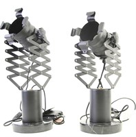 PAIR OF METAL LAMPS WITH MARBLE BASE