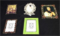 LOT OF FIVE ASSORTED JEWELED PICTURE FRAMES