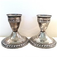 Two Weighted Sterling Silver Candlesticks