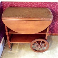 Cherry Finish Tea Cart with Drop Sides
