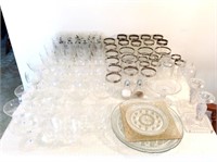 (80)+ Pieces of Crystal Stemware, Plates, Shakers