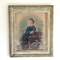 Picture of Small Child Pastel Drawing in Frame