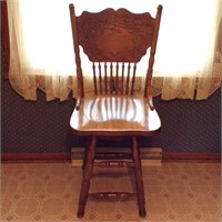 (1) Oak Pressed Back Swivel Counter Chair
