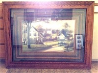 Large Oak Framed Farm House Print "Reminiscing"