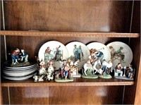 (22) Pieces of Norman Rockwell, Figurines Plates