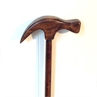 Wood Cane with Hammer Head Handle