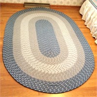 Oval Blue and Grey Braided Rug