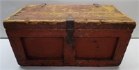 Old Red Painted Wood Tool Chest