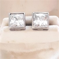 .925 Princess Cut CZ Earrings