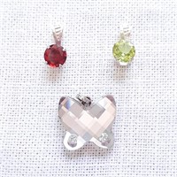 3 Pendants Swarovski Perido & Garnet