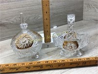 LEAD CRYSTAL BASKET & CANDY DISH WITH GOLD TRIM