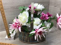 BASKET WITH PINK AND WHITE FLORALS