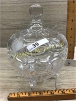 LEAD CRYSTAL FOOTED CANDY DISH WITH LID