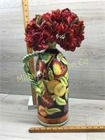 VASE WITH FRUIT DESIGN AND FALL FLOWERS