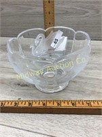 CRYSTAL DISH WITH SWANS ON SIDE