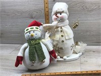 2 PLUSH SNOWMEN DECORATIONS