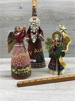 SANTA/ 2 ANGEL FIGUINES (ONE WITH SMALL DAMAGE)