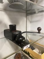 Antique coffee grinder tin/cast iron.