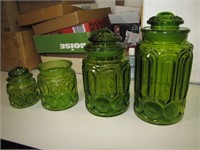 4 Vtg Green Moon & Star Canisters (READ AD)