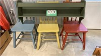 3 Early Chairs in Paint & Shelf