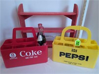 (2) Plastic Pop Carriers & Coke Shelf