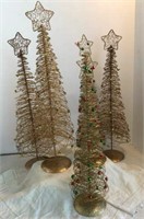 (7) METALLIC TWISTED WIRE CHRISTMAS TREES WITH
