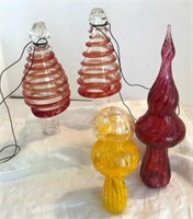 MURANO LIKE GLASS TREE TOPPERS, (2) CLEAR WITH
