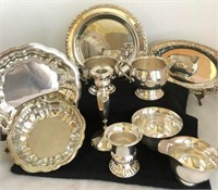 (10) PIECES OF SILVERPLATE - LARGEST TRAY 9"W,